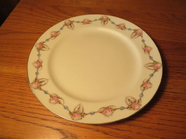Vintage 7 1/2" Haviland French Porcelain -Hand-Painted Garland Of Roses Plate