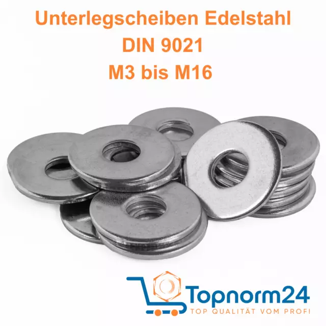 Edelstahl Beilagscheiben  breit V2A rostfrei M3 - M10 DIN 9021 Unterlegscheiben