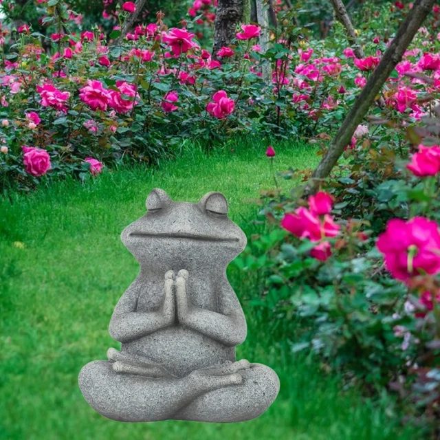 Statuette Grenouille En Méditation Yoga - Décoration Zen En Résine - Dimensions ~10.5 X 5.5 X 8 Cm - Pour Jardin, Terrasse, Intérieur, Bureau - Ambiance Paisible