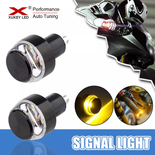 2pcs Motorcycle Motorbike Handlebar Turn Signals LED Light Indicators Handle Bar