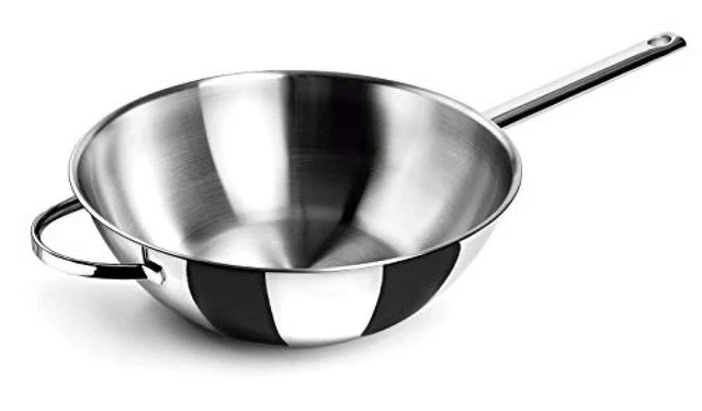 (TG. Taglia unica) Lacor 79830- Wok fondo piatto belly 30 cm - NUOVO