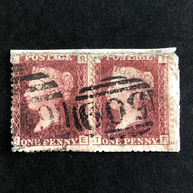 1866 QV 1d STAMP-PENNY RED PAIR ON PIECE-PL 102-MARKET DRAYTON, SALOP-SG43-USED