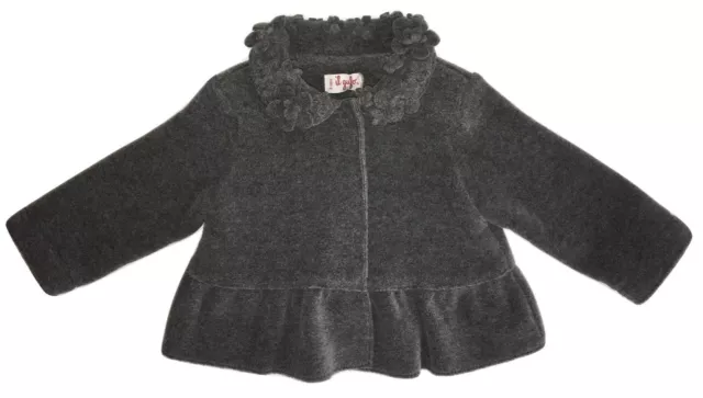 IL GUFO Baby Girl Grey Jacket With Flower Detail At Collar 9 Months RRP £130