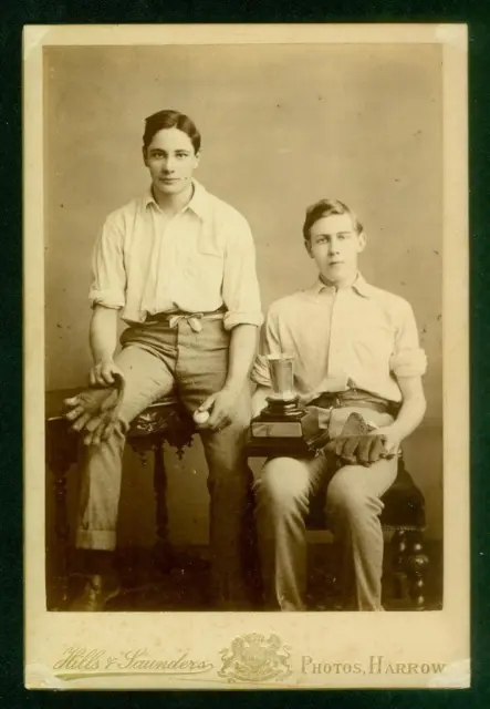 S10, 752-7, 1870s, Cabinet Card, Handball Players w/Trophy, Harrow, England