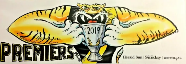 2019 AFL RICHMOND TIGERS PREMIERS BUMPER STICKER Herald sun - NEW CONDITION