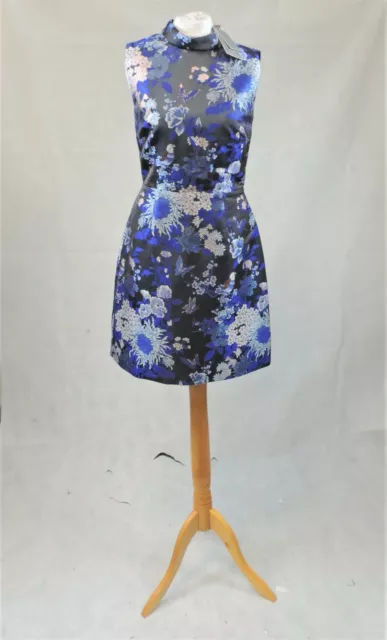 Oasis Butterfly Jacquard Shift Dress, Blue/Multi Size UK 8 rrp £75 NH100 FF 09