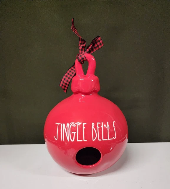 RAE DUNN JINGLE BELLS Red Christmas OrnamentShaped Birdhouse Buffalo