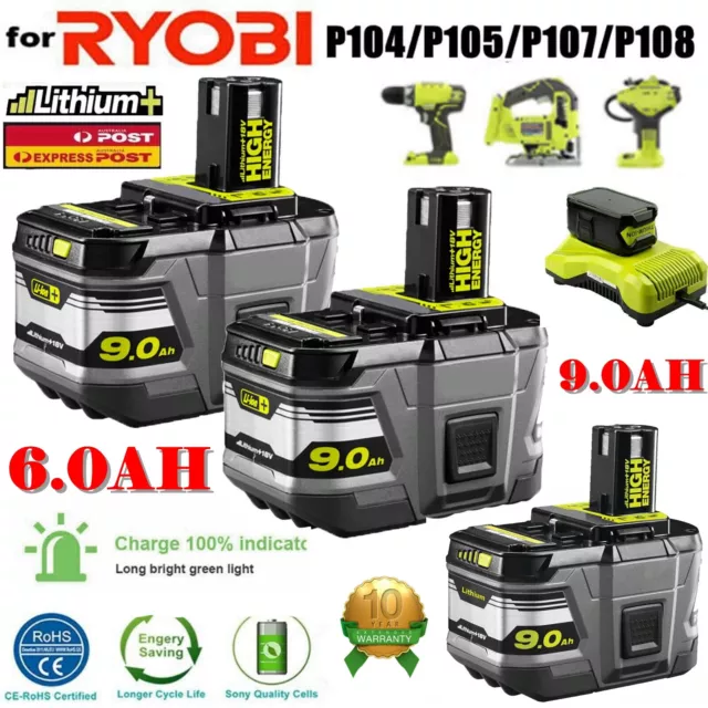 5.0AH 6.0AH 9.0AH For Ryobi 18V Battery HP Lithium One Plus RB18L50 P108 P104 e