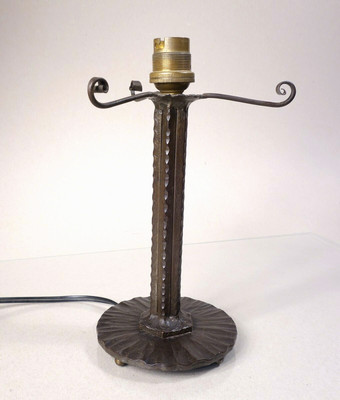 dans le gout de Brandt éclairage Ancien pied de lampe art déco en fer forgé 
