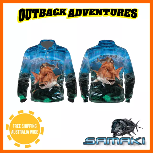 Samaki Red Snapper – Long Sleeve Adult Fishing Shirt Size 2XL