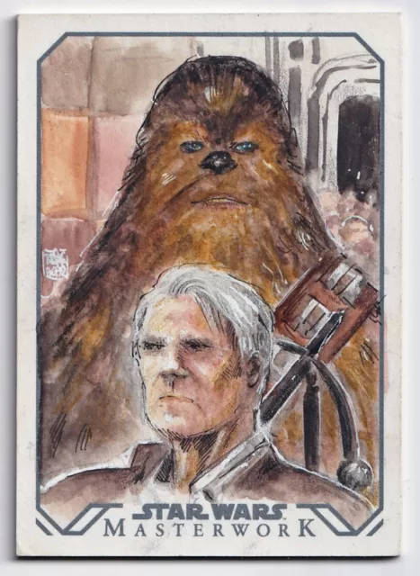 Star Wars 2016 Masterwork Sketch Card Star Han Solo Chewbacca Melike Acar 1/1