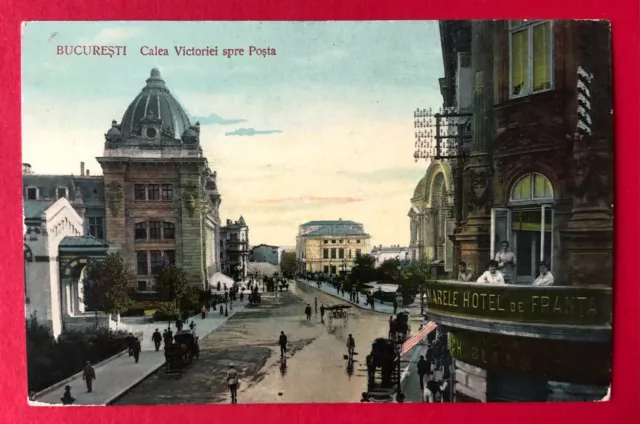 AK BUCURESTI Bukarest um 1915 Calea Victoriei spre Posta und Hotel  ( 105204