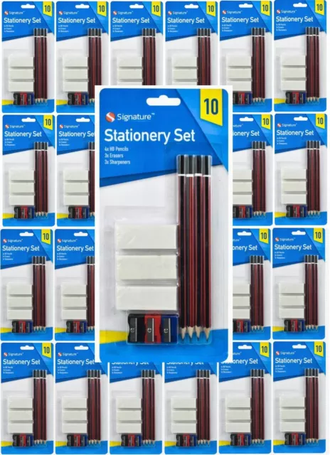 24 SETS 240 pieces of  10 Pcs stationery set WHOLESALE STATIONERY SCHOOL OFFICE