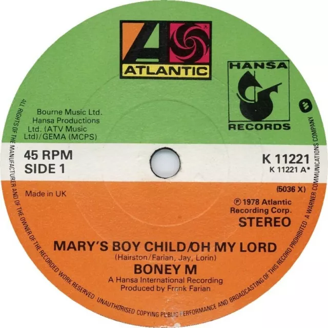 BONEY M - MARY'S BOY CHILD/OH MY LORD - 7