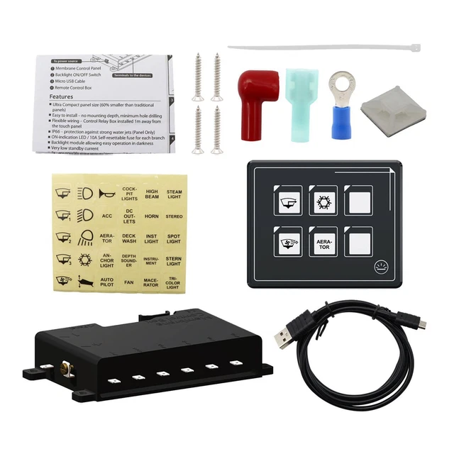 Panneau De Commande à Membrane 10P – Bluetooth, Rétroéclairage LED, IP67 – Pour Bateau, Camping-Car – 10A/Circuit, 60A Max