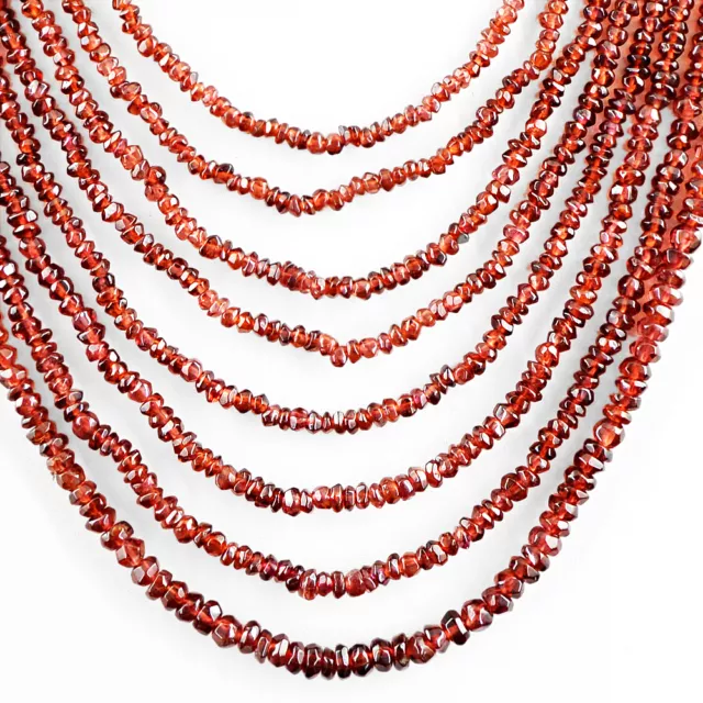 Attractive 470.00 Cts Natural 8 Strand Red Garnet Round Cut Beads Necklace (Rs) 2