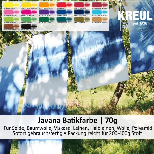 (1Kg = 92,71 EUR) Kreul Javana Batik Textilfarbe, 70g, Batikfarbpulver