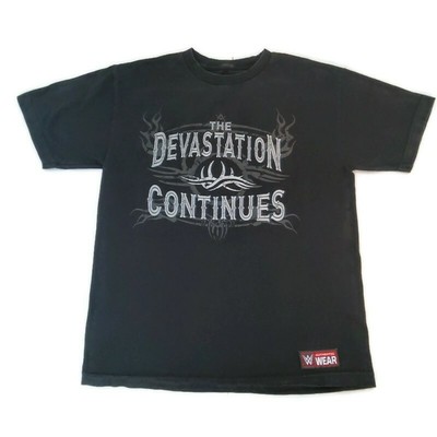 Bill Goldberg WWE Devastation Continues Black Men T-Shirt Size M Wrestling Logo