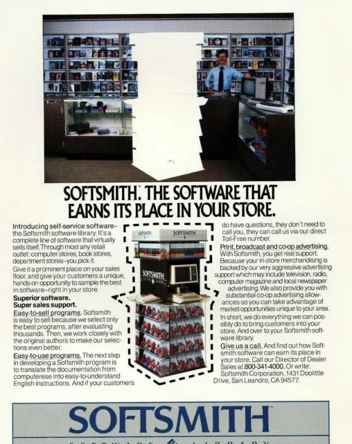 ITHistory AD  (198X) SOFTSMITH "THE SOFTWARE EARNS A PLACE IN YOUR STORE
