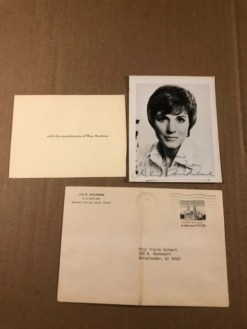 Julie Andrews Rare Autographed Photo w/Card + Envelope Sound of Music '69 Julie Andrews Rare Autographed Photo w/Card + Envelope Sound of Music '69