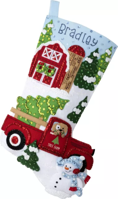 Bucilla Felt Stocking Applique Kit 18" Long-Christmas At The Farm