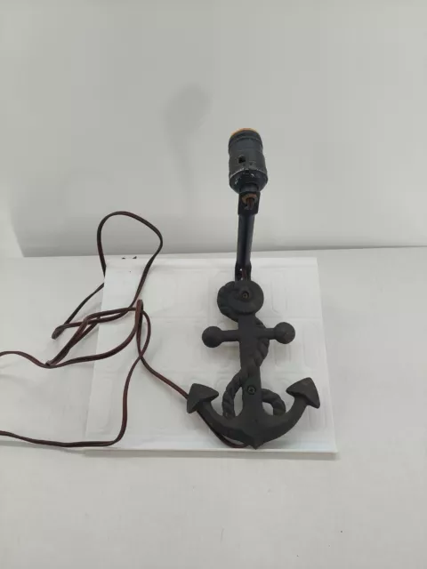 Vintage MCM wrought iron Sconce Lamp Anchor Rope Nautical Light Fixture black