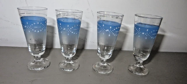 2 grands verres à cognac à pied bleu, coupe à pied, verre vintage DDR - Canada
