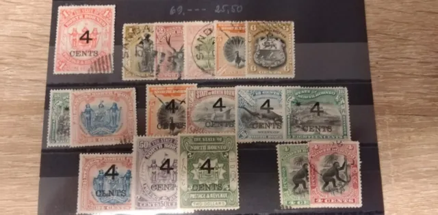 Briefmarken Britisch North Borneo 2 kl. Sammlung meist gestempelt