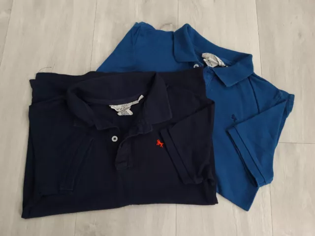 2 x Boys Age 8-10 Years Tops H&M Navy Blue Polo T-shirt Short Sleeve Casual