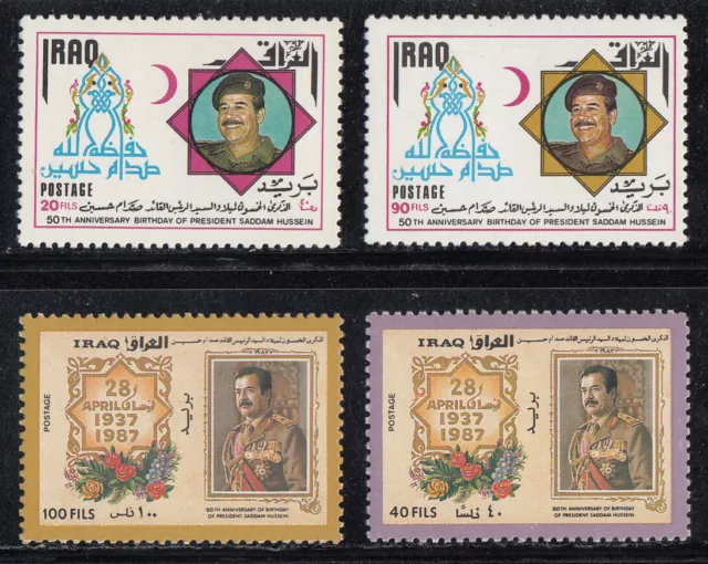Iraq Irak Stamps Saddam Hussein Birthday 1987 Sc 1287 - 1290 Rare Mnh ✔️