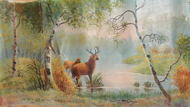 1987 European oil painting landscape signed