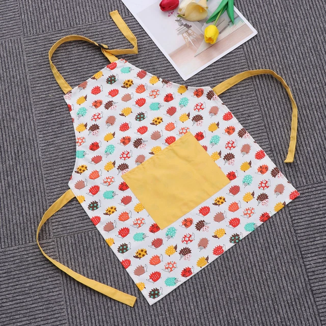 Delantales de algodón para niños dibujos animados patrón erizo pintura delantales para niños