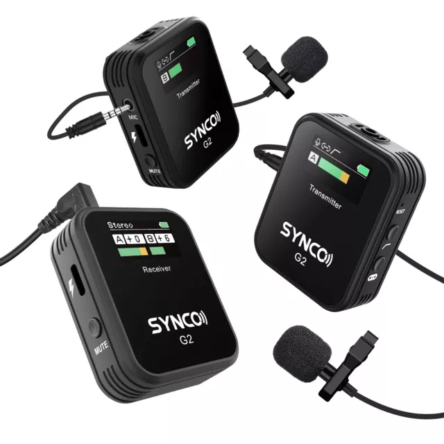 SYNCO G2A2 2.4 GHz Lavalier Wireless Microphone System for DSLR Camera Camcorder