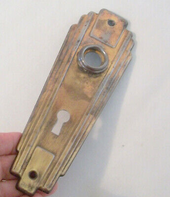Vintage Art Deco Door Knob Decorative Metal Back Plate 6 1/2" X 2"