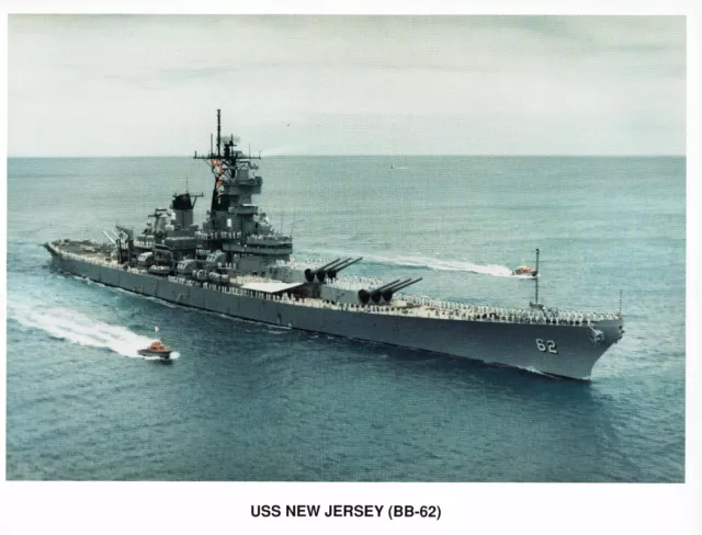1988 USS New Jersey BB-62 with Sailors on Deck Underway 8x10 US Navy Photo VTG