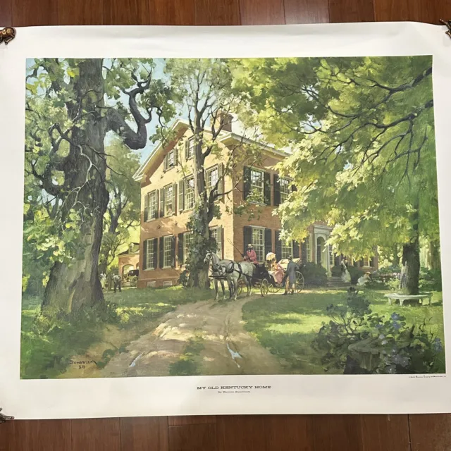 50s My Old Kentucky Home Haddon Sundblom 41.5 x 51 Print original tube & papers