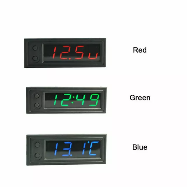 3 In 1 Auto Innen Digital LCD LED Armaturenbrett Uhr KFZ Thermometer Voltme I4I8