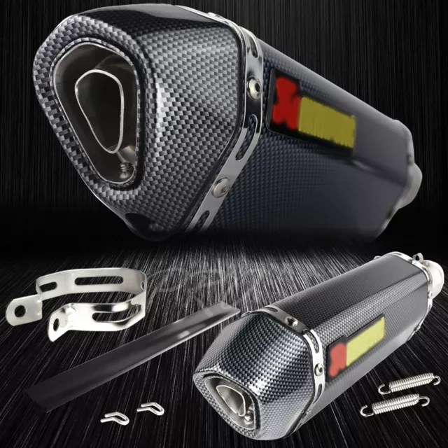 1.5"-2" Inlet 1.25" Rolled Slant Carbon Look Tip Performance Exhaust Muffler Kit