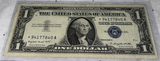 One Rare Blue Note Seal 1957 1 Dollar Bill Silver Certificate Series A