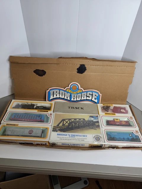 New OPEN BOX Bachman HO train set  Iron Horse Bridge & Trestle 86 Piece set! New