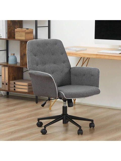 Chaise De Bureau Sans Accoudoirs HOMCOM - Hauteur Réglable 45-53 Cm - Pivotante 360° - Blanc - Support 120 Kg