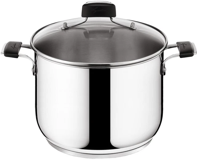 Lagostina Tempra Casserole 20 Cm Acier Inox 18/10 – Fond Lagotherm, Couvercle Verre, Poignées Silicone