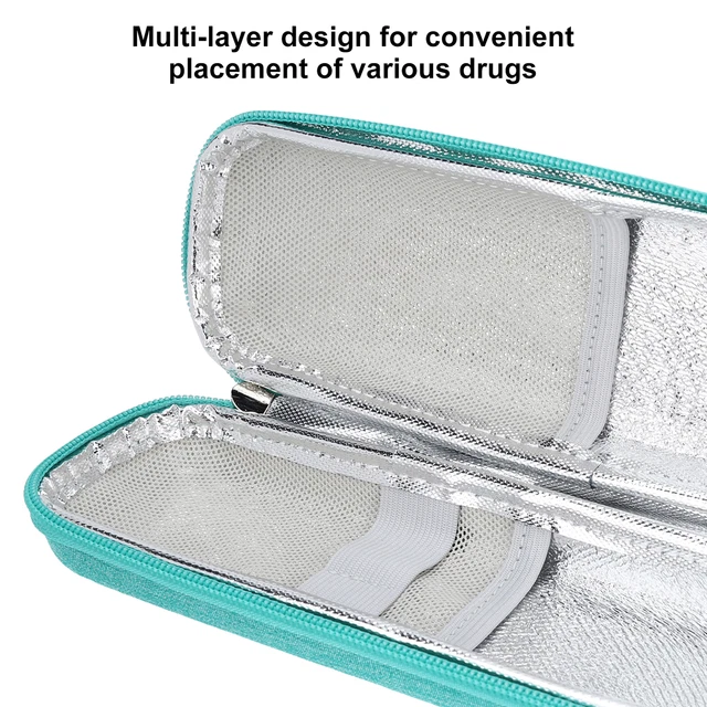 (Verde) comoda custodia per penna per insulina design cerniera organizzatore multifunzione