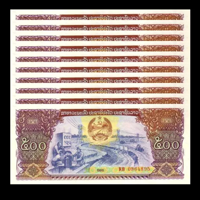 Lot 10 PCS, Laos 500 Kip,2015, P-31b, UNC