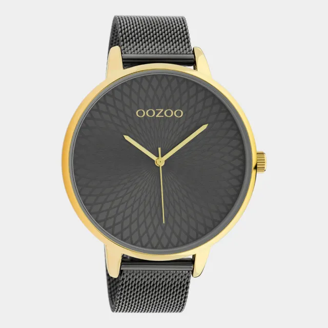 OOZOO Vintage Damenuhr - Edelstahl-Mesh-Armband – Titan/Gold