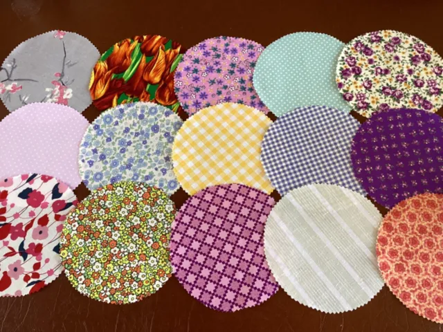 15 x FABRIC JAR LID COVERS FOR YOUR HOME MADE PICKLES JAMS MARMALADE PRESERVES