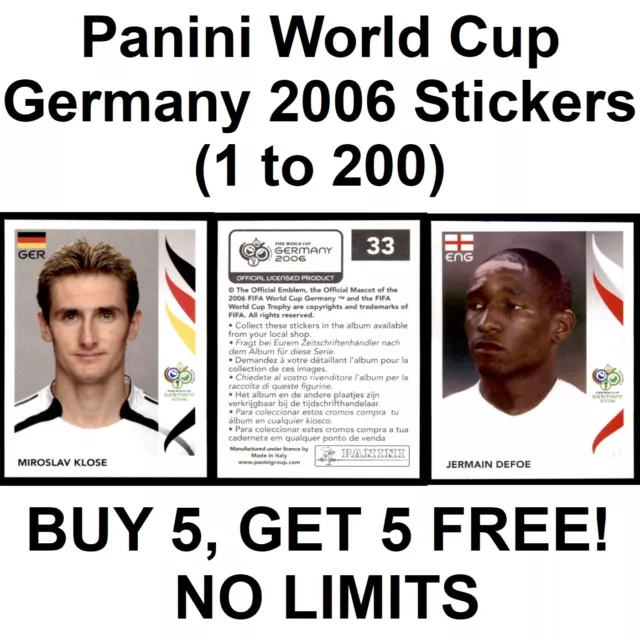 Adesivi Coppa del Mondo Panini 2006 (da 1 a 200) **Seleziona adesivi**