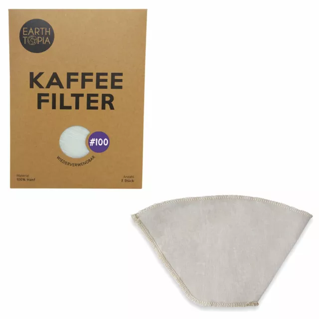 EARTHTOPIA 3 Stk. Kaffeefilter Stoff Mehrweg Dauer Permanent Filter 100 und 101