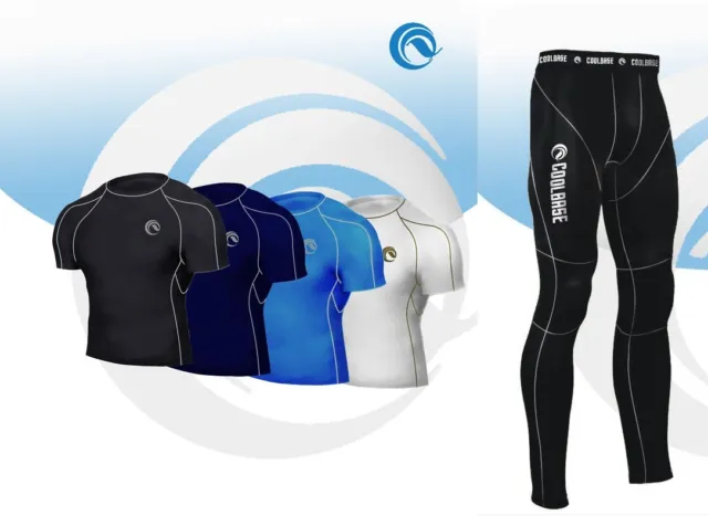 Mens CoolBase Compression Baselayer Thermal Shirt Top Short Sleeve Skin Leggings