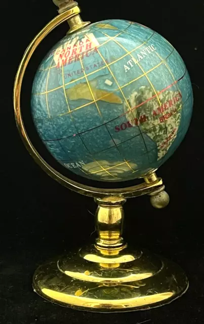 Globo mundial de joyería de escritorio con incrustaciones de 6" con soporte de latón
